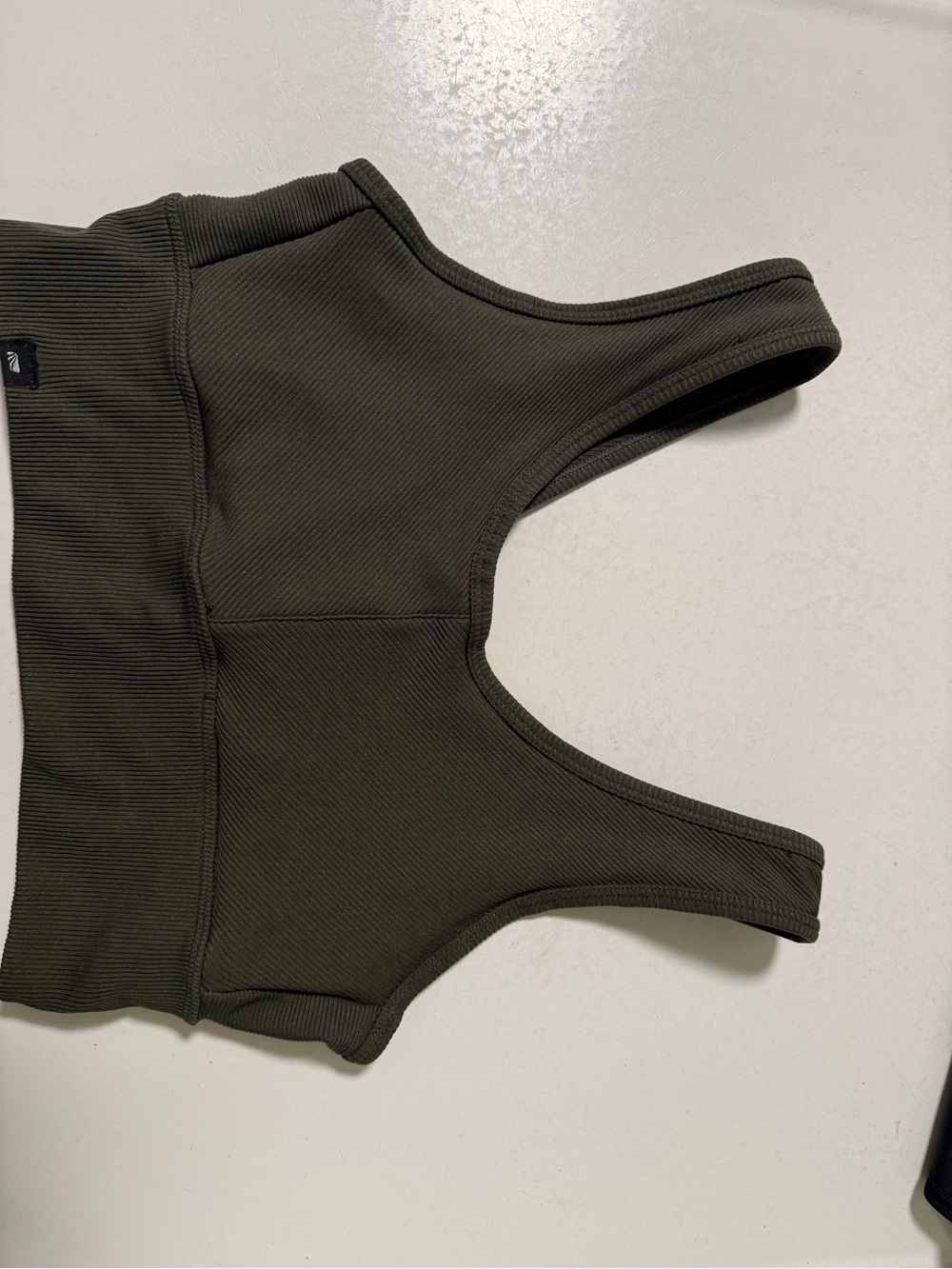 Ribbed Olive Sports Bra Size M